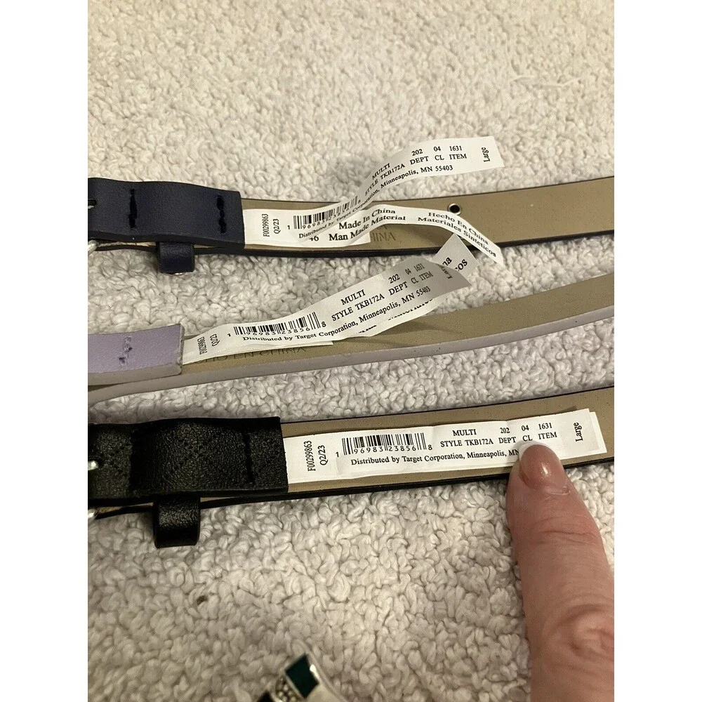 Cat & Jack Girls 3-Pack Multicolor Belts - Size Large Back to School Attire